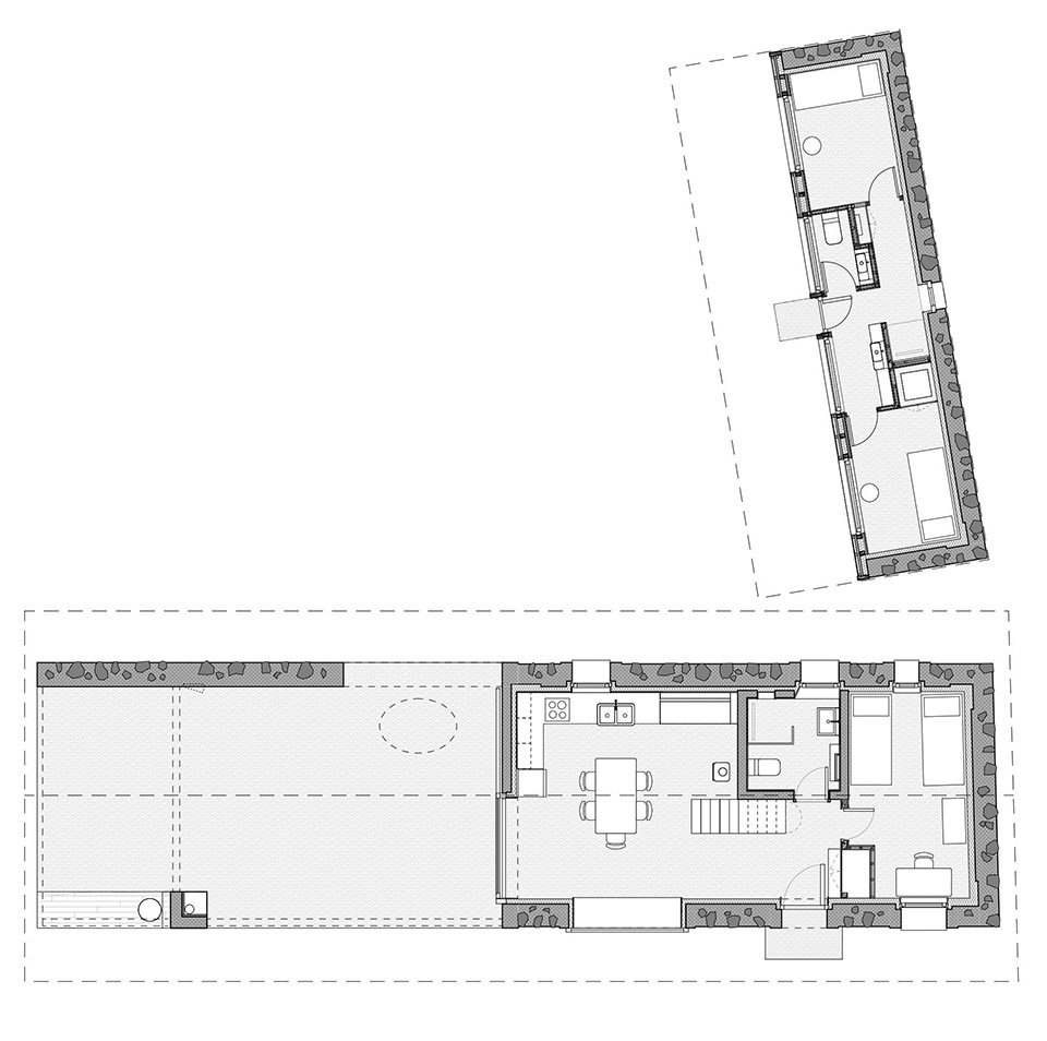 嵌入新建的夯筑混凝土墙体之中